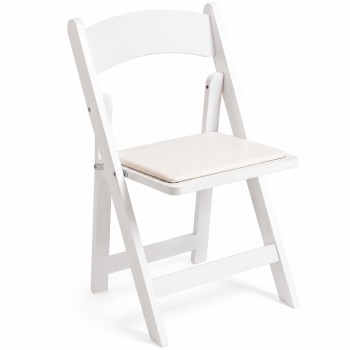 Silla Plegable LIVIA de Madera color Blanco con Cojín