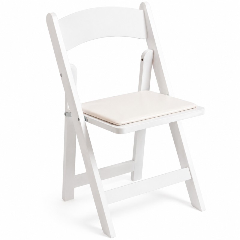Silla Plegable LIVIA de Madera color Blanco con Cojín
