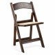 Silla Plegable ADELA de Polipropileno imitación Madera color Roble Oscuro con Cojín