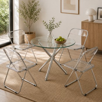 Silla Plegable MYTA de Policarbonato Transparente y Acero Reforzado