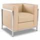 Sillón NEW LOBBY, acero inoxidable, similpiel beige