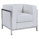 Sillón LOBBY, acero inoxidable, similpiel blanca