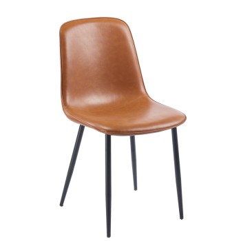Silla PEÑAFIEL, metal, similpiel vintage marrón