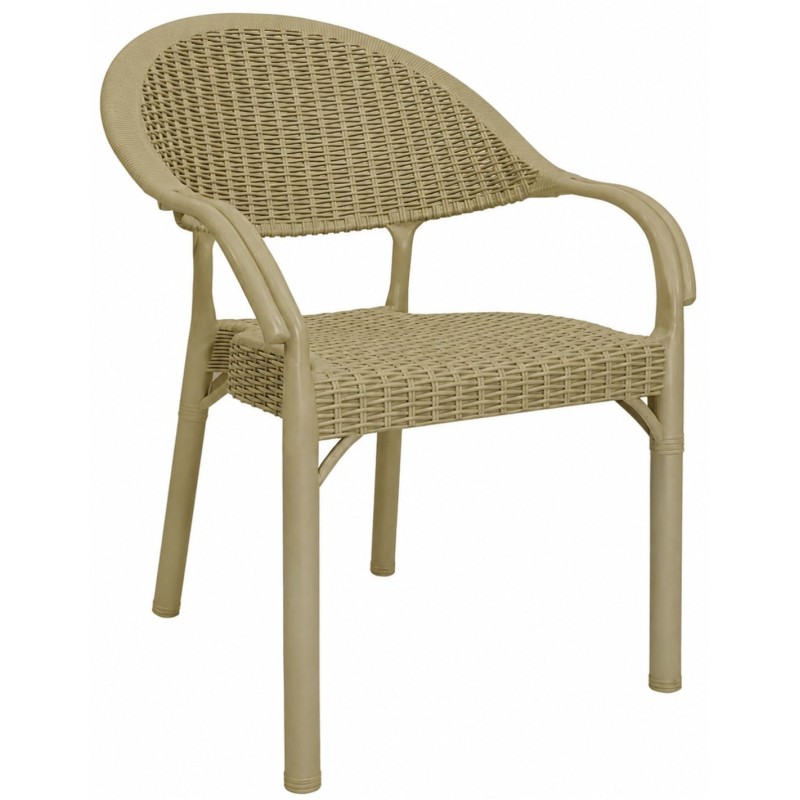 Sillón TORREMOLINOS, apilable, patas metálicas, polipropileno moka