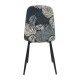Silla HORUS NEW, metal, tapizado velvet gris con trasera floral a juego