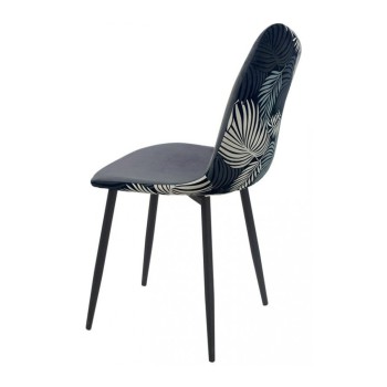 Silla HORUS NEW, metal, tapizado velvet gris con trasera floral a juego