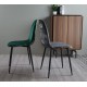 Silla HORUS NEW, metal, tapizado velvet gris con trasera floral a juego