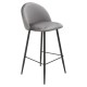 Taburete MAGDA NEW, metal, tapizado velvet gris