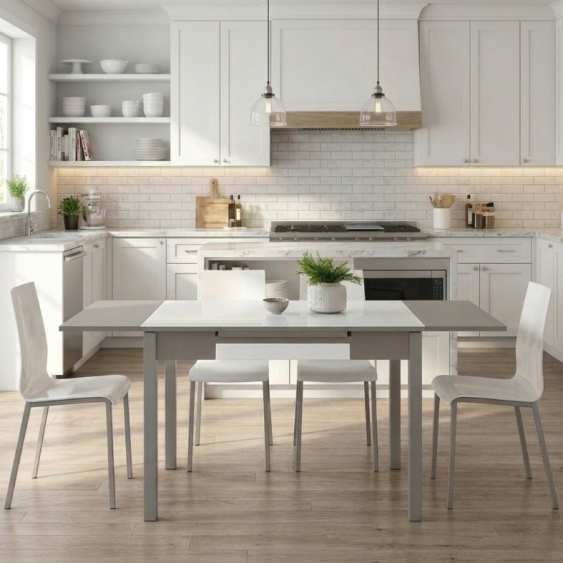 Mesa extensible de cristal para cocina y comedor estilo Alba modelo Liria