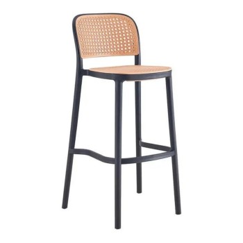 Taburete FUNCHAL 97, apilable, polipropileno negro y beige