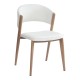Silla CALABRIA, metal acabado de color madera, similpiel blanca