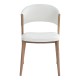 Silla CALABRIA, metal acabado de color madera, similpiel blanca
