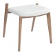 Silla CALABRIA, metal acabado de color madera, similpiel blanca