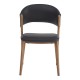 Silla CALABRIA, metal acabado de color madera, similpiel negra