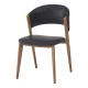 Silla CALABRIA, metal acabado de color madera, similpiel negra