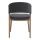 Silla CALABRIA, metal acabado de color madera, similpiel negra