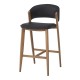 Taburete CALABRIA, metal acabado de color madera, similpiel negra