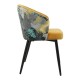 Silla LYDIA, metal, tapizado velvet amarillo con respaldo floral a juego