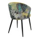 Silla LYDIA, metal, tapizado velvet amarillo con respaldo floral a juego