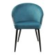 Silla LYDIA, metal, tapizado velvet azul con respaldo floral a juego