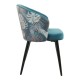 Silla LYDIA, metal, tapizado velvet azul con respaldo floral a juego