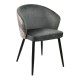 Silla LYDIA, metal, tapizado velvet gris con respaldo floral a juego
