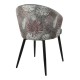 Silla LYDIA, metal, tapizado velvet gris con respaldo floral a juego