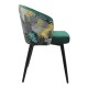 Silla LYDIA, metal, tapizado velvet verde con respaldo floral a juego