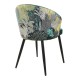 Silla LYDIA, metal, tapizado velvet verde con respaldo floral a juego
