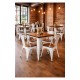 Mesa TOL EK WOOD, acero, madera, blanca, 80x80 cms