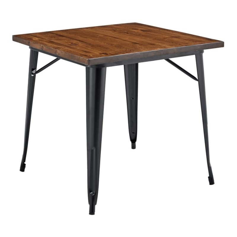 Mesa TOL EK WOOD, acero, madera, negra, 80x80 cms