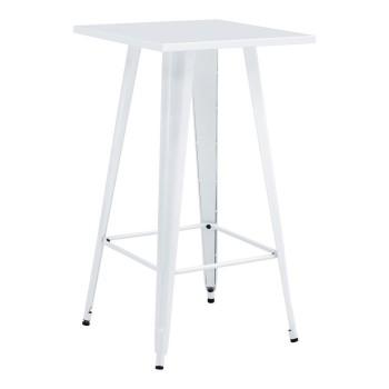 Mesa alta TOL EK LIMITED, acero, blanca, 60 x 60 cms