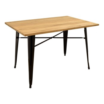 Mesa TOL, acero, negra, madera, 160x80 cms