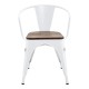 Sillón TOL EK WOOD, acero, blanco, asiento madera