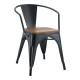 Sillón TOL EK WOOD, acero, negro, asiento madera
