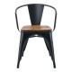 Sillón TOL EK WOOD, acero, negro, asiento madera
