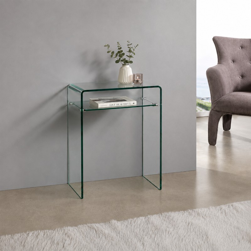 Consola CANADA (SU), cristal curvado, 80 x 33 cms