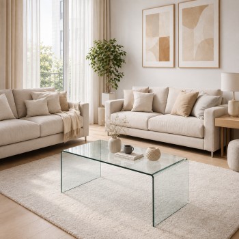Mesa CHEVAL (SU), baja, cristal curvado, 100 x 48 cms