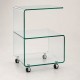 Mesa ABIGAIL, ruedas, cristal transparente, 40 x 40 cms