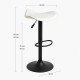 Taburete Cromen Black Blanco de polipiel