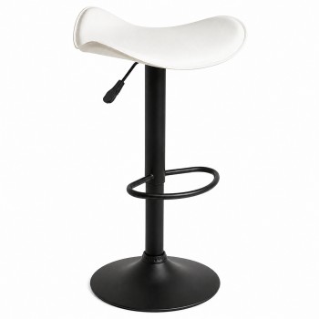 Taburete Cromen Black Blanco de polipiel