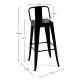 Taburete Meyer Respaldo 100 cm Negro de acero reforzado