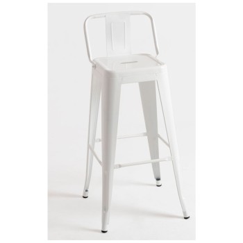 Taburete Meyer Respaldo 100 cm Blanco de acero reforzado