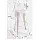 Taburete Meyer Respaldo 100 cm Blanco de acero reforzado
