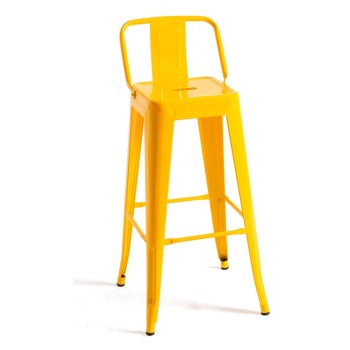 Taburete Meyer Respaldo 100 cm Amarillo de acero reforzado