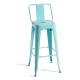 Taburete Meyer Respaldo 100 cm Azul cielo de acero reforzado