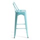Taburete Meyer Respaldo 100 cm Azul cielo de acero reforzado