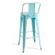 Taburete Meyer Respaldo 100 cm Azul cielo de acero reforzado