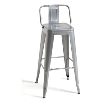 Taburete Meyer Respaldo 100 cm Gris metalizado de acero reforzado