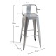 Taburete Meyer Respaldo 100 cm Gris metalizado de acero reforzado